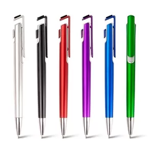 Caneta Plástica com Suporte para Celular Personalizada | Dimensões (L x A x P): 1.4 x 14.0 x 1.2 | Peso = 6 g