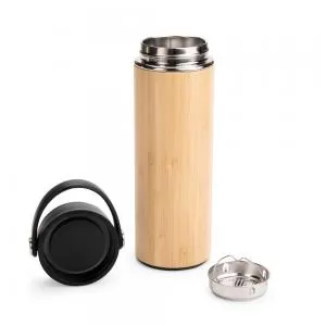 Garrafa Térmica Revestida em Bambu Personalizada